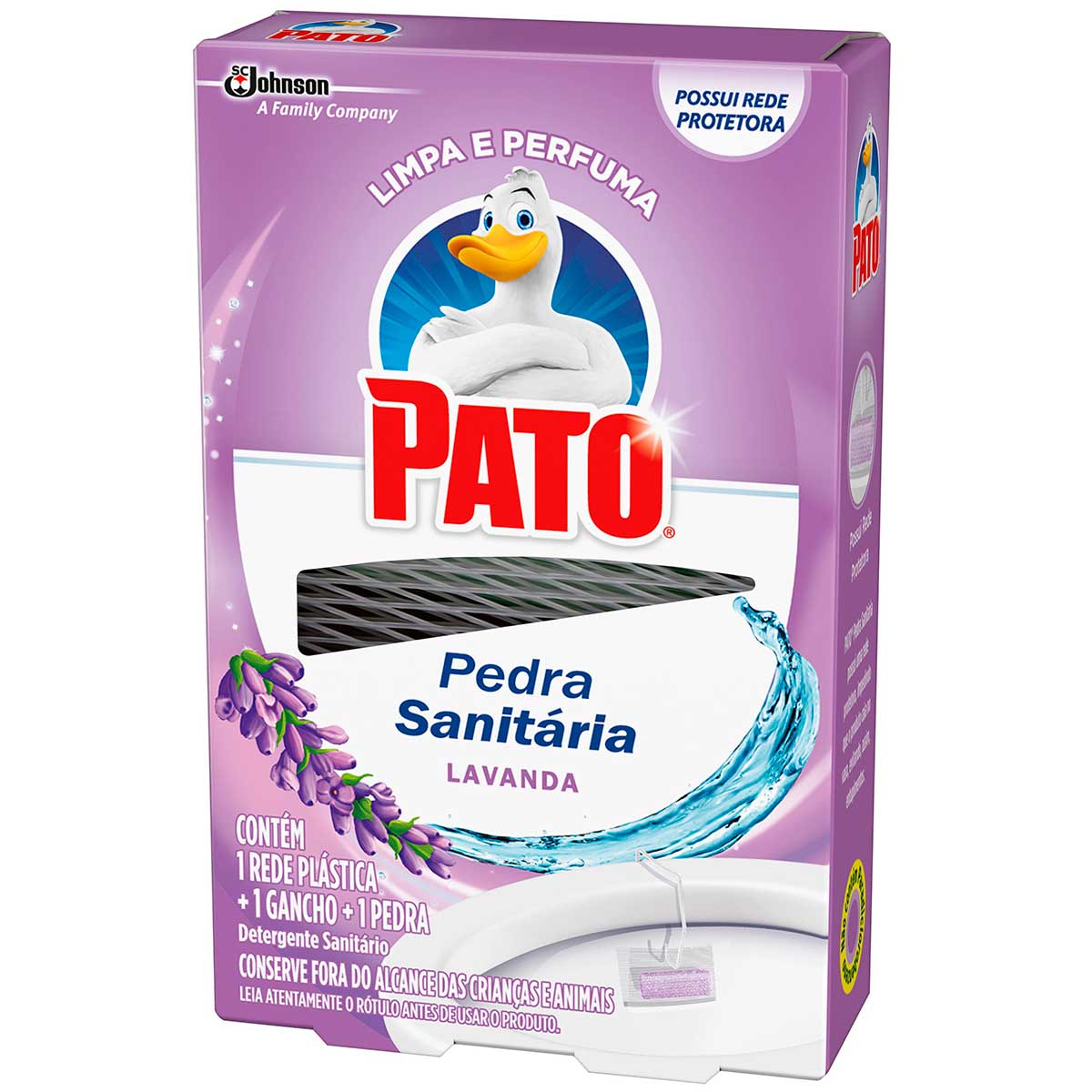 Desodorizador Sanitário Pato Lavanda (1 Rede Plástica + 1 Gancho + 1 Pedra) 25 g