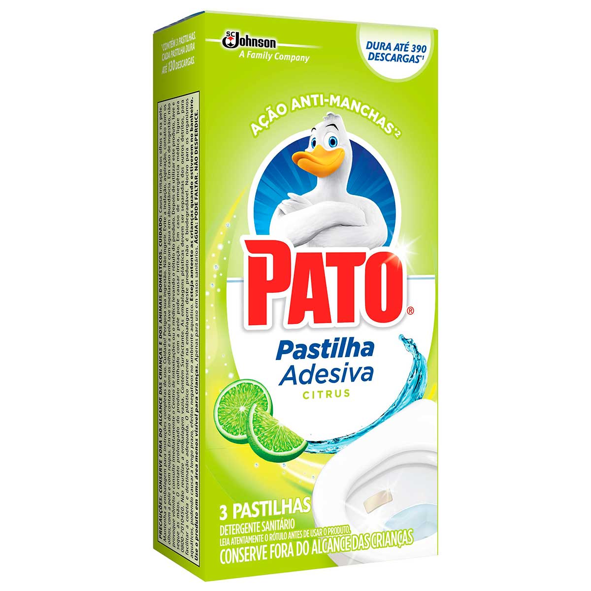 Desodorizador Sanitário Pato Pastilha Adesiva Citrus 3 unidades