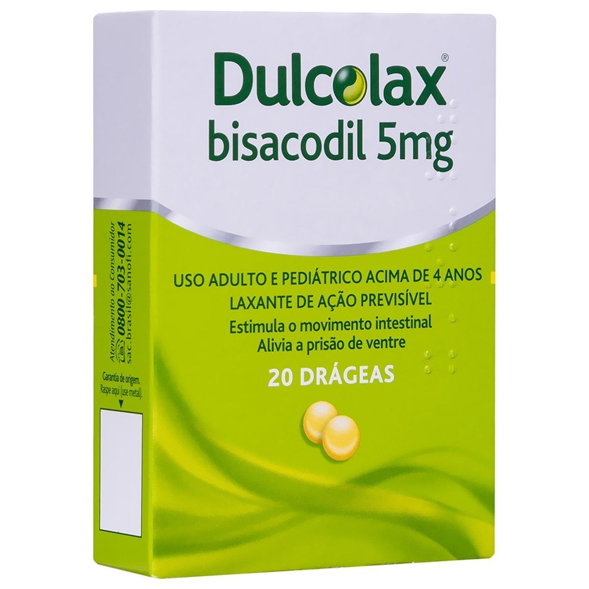 Dulcolax Bisacodil 5 mg com 20 Comprimidos