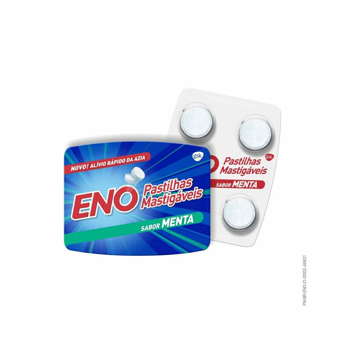 Eno mastigavel sabor menta blister com 4 pastilhas