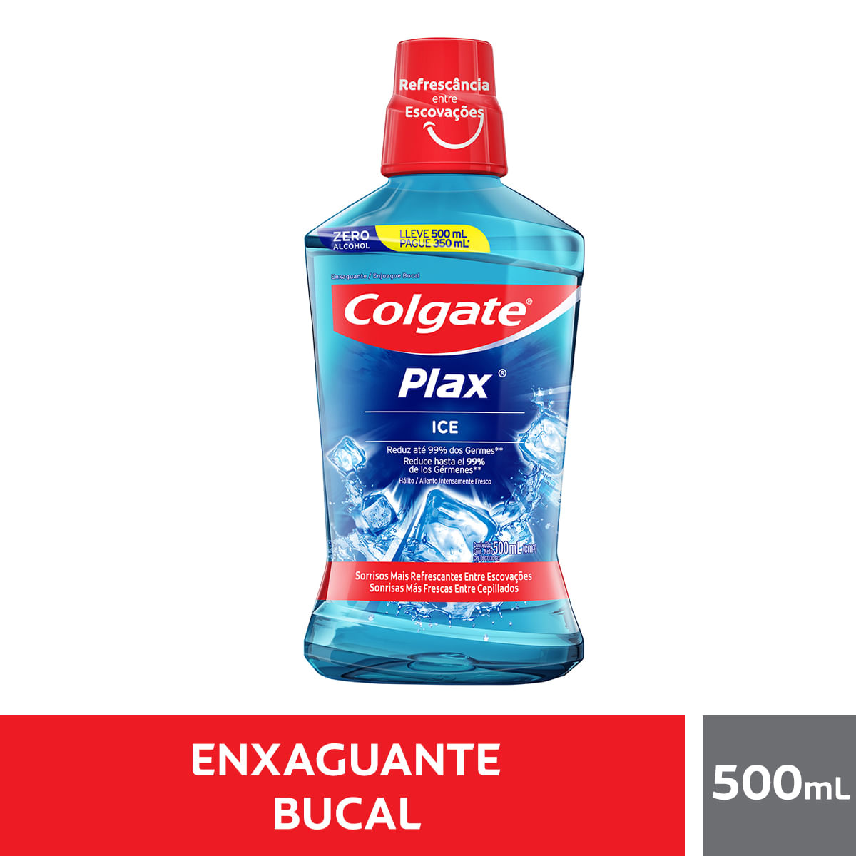 Enxaguante Bucal sem Álcool com Flúor Colgate Plax Ice 500ml