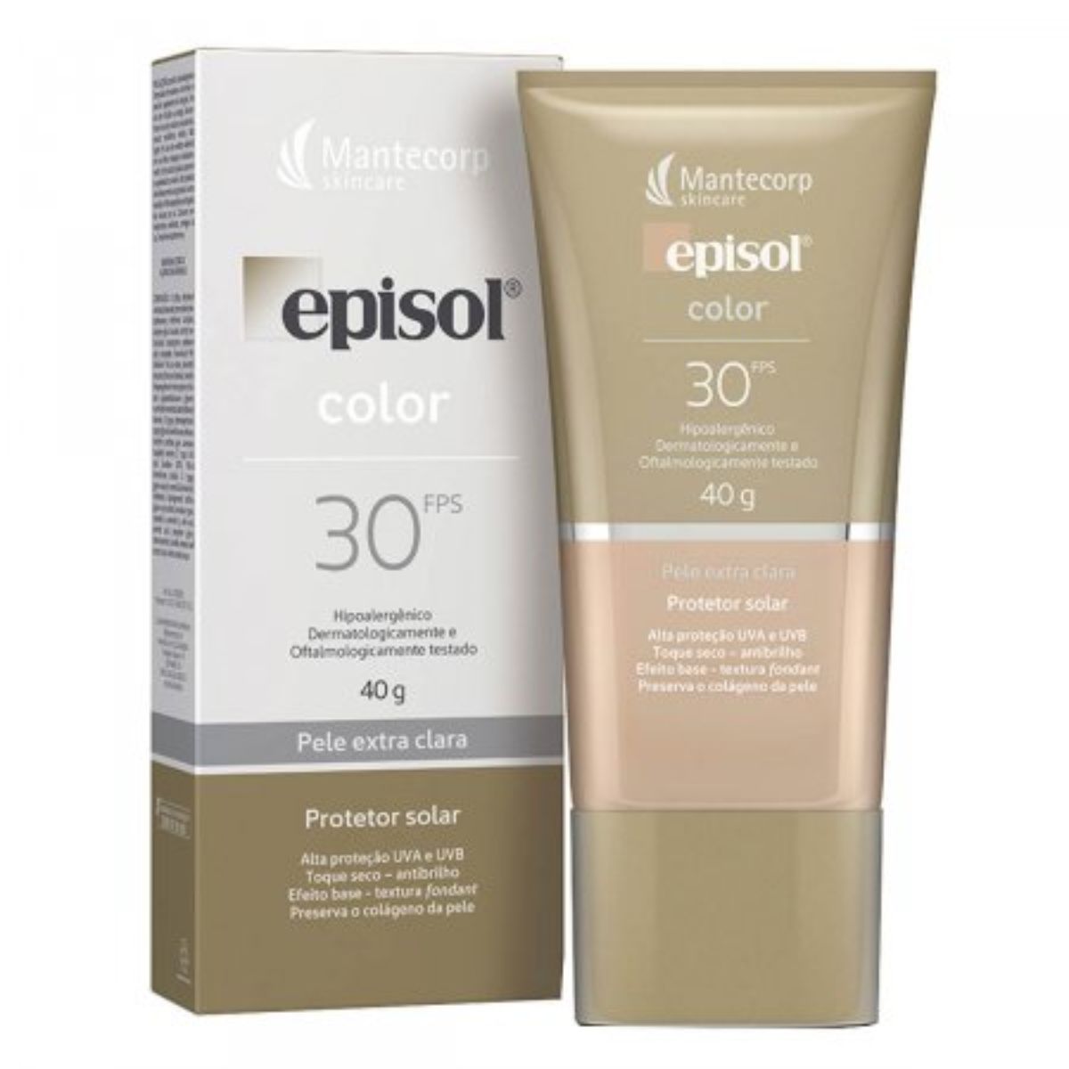 Protetor Solar Facial Episol Color Pele Extra Clara Fps 30 Com 40g