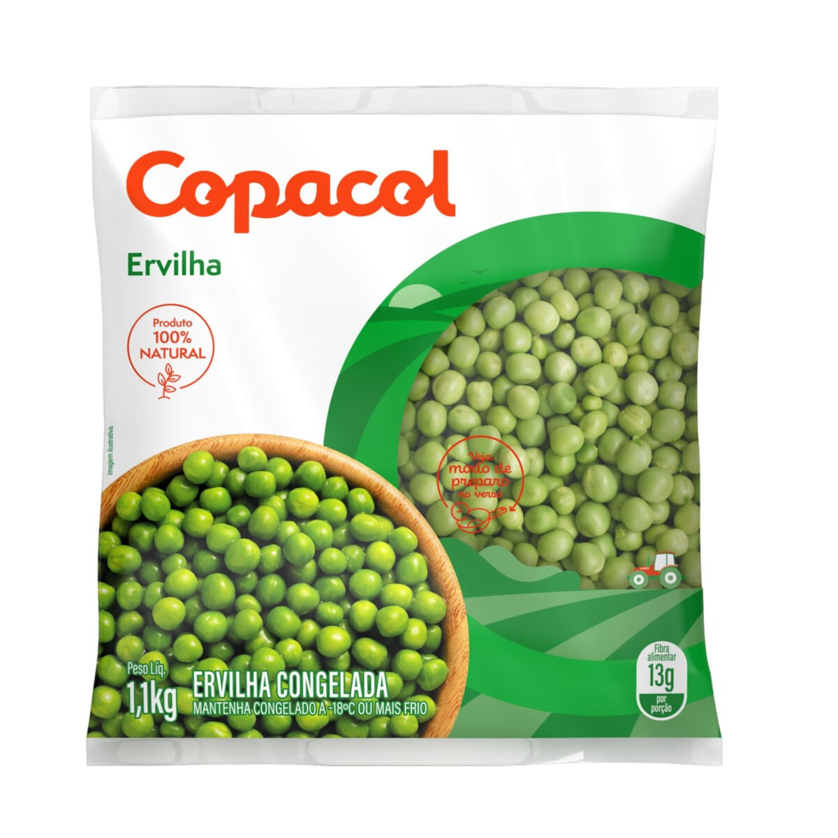 Ervilha Copacol Congelada Pacote 1,1 kg