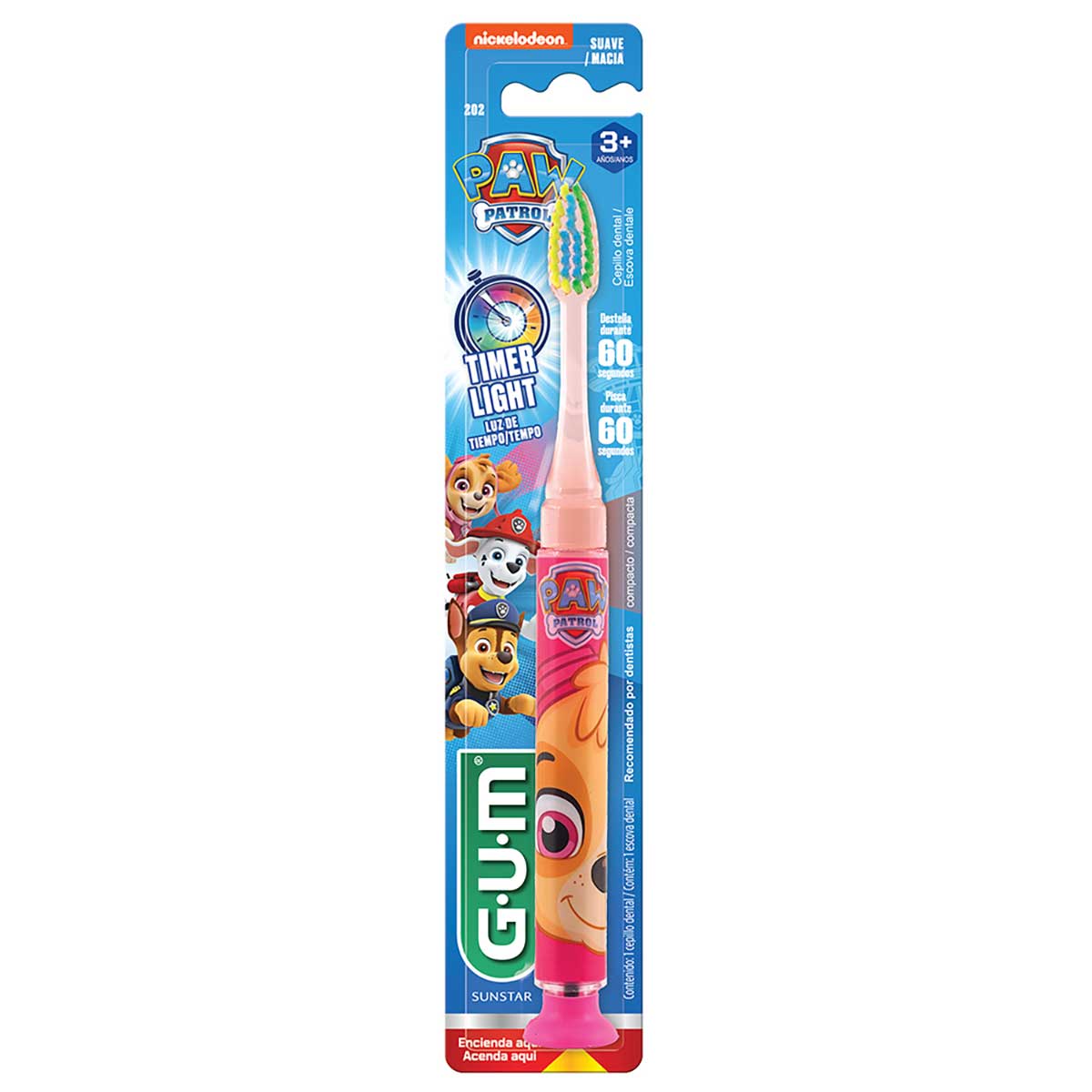 Escova de Dente Infantil Gum Light Azul, Vermelho e Rosa Trolls 1 Unidade