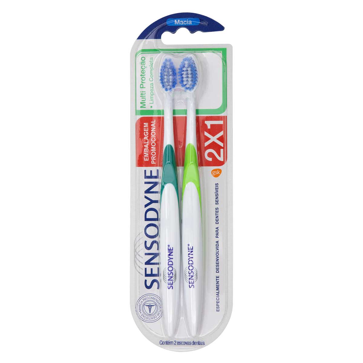 Kit Promocional 2 Escovas Dentais para Dentes Sensíveis Sensodyne Multi proteção