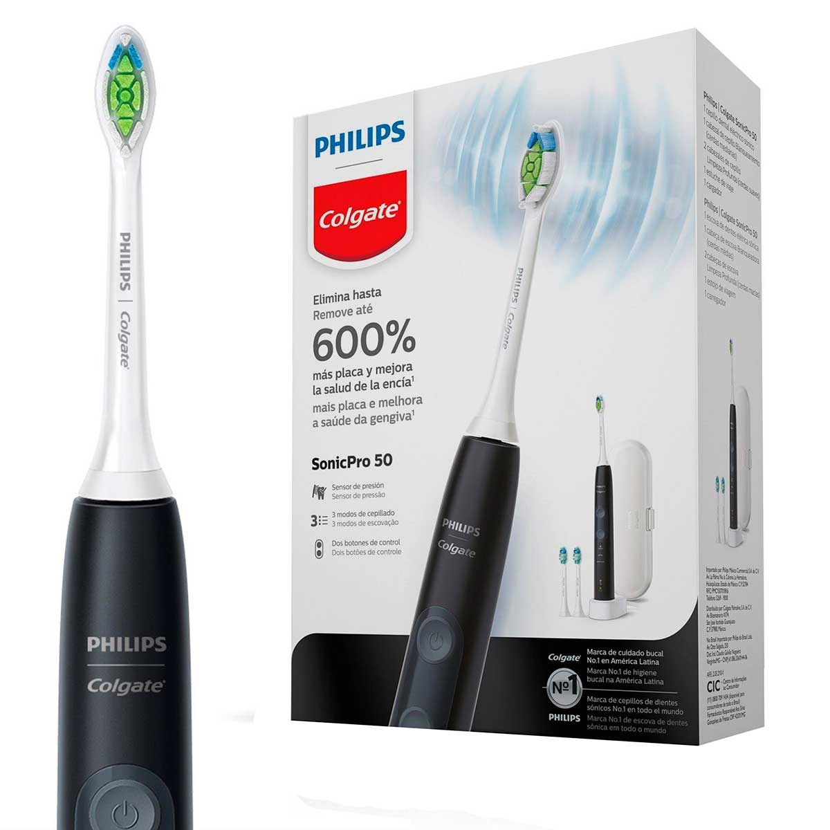 Escova de dente elétrica Philips Colgate SonicPro 50 recarregável bivolt com 2 refis e estojo de viagem