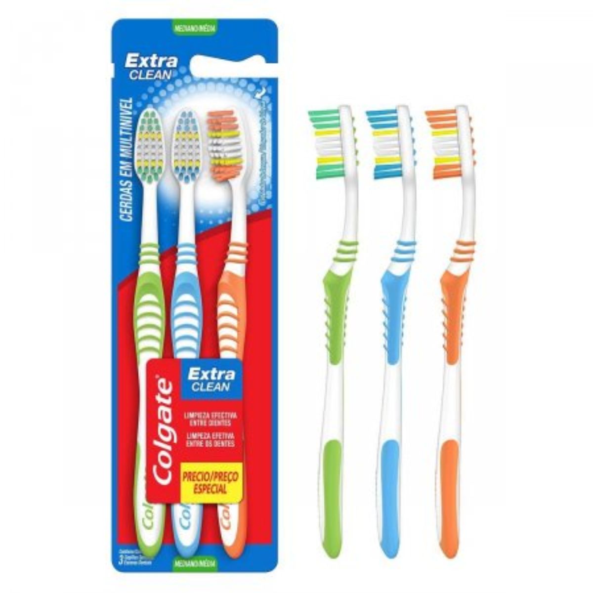 Escova de Dente Colgate Etra Clean Com 3 Unidades