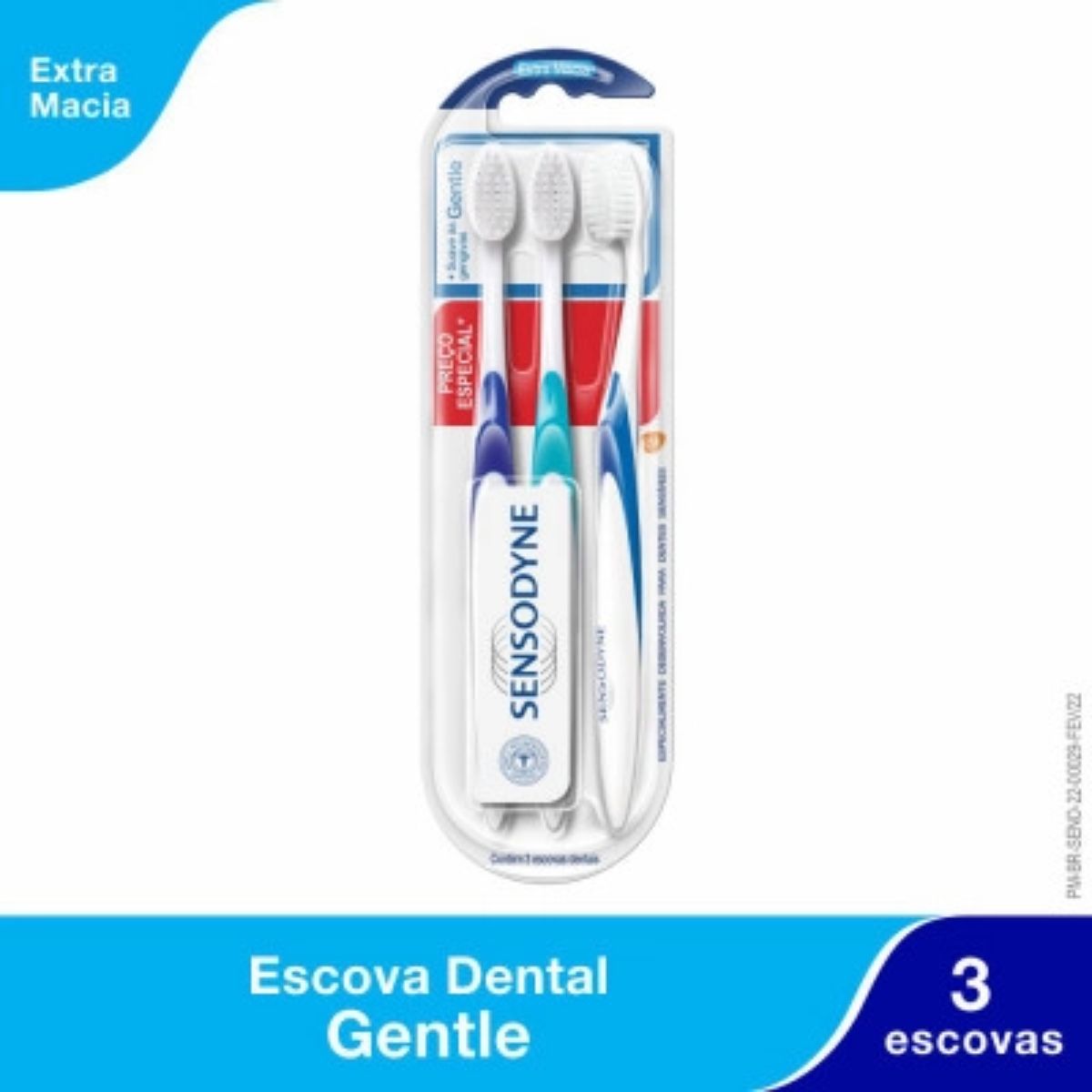 Kit Promocional 3 Escovas Dentais para Dentes Sensíveis Sensodyne Gentle