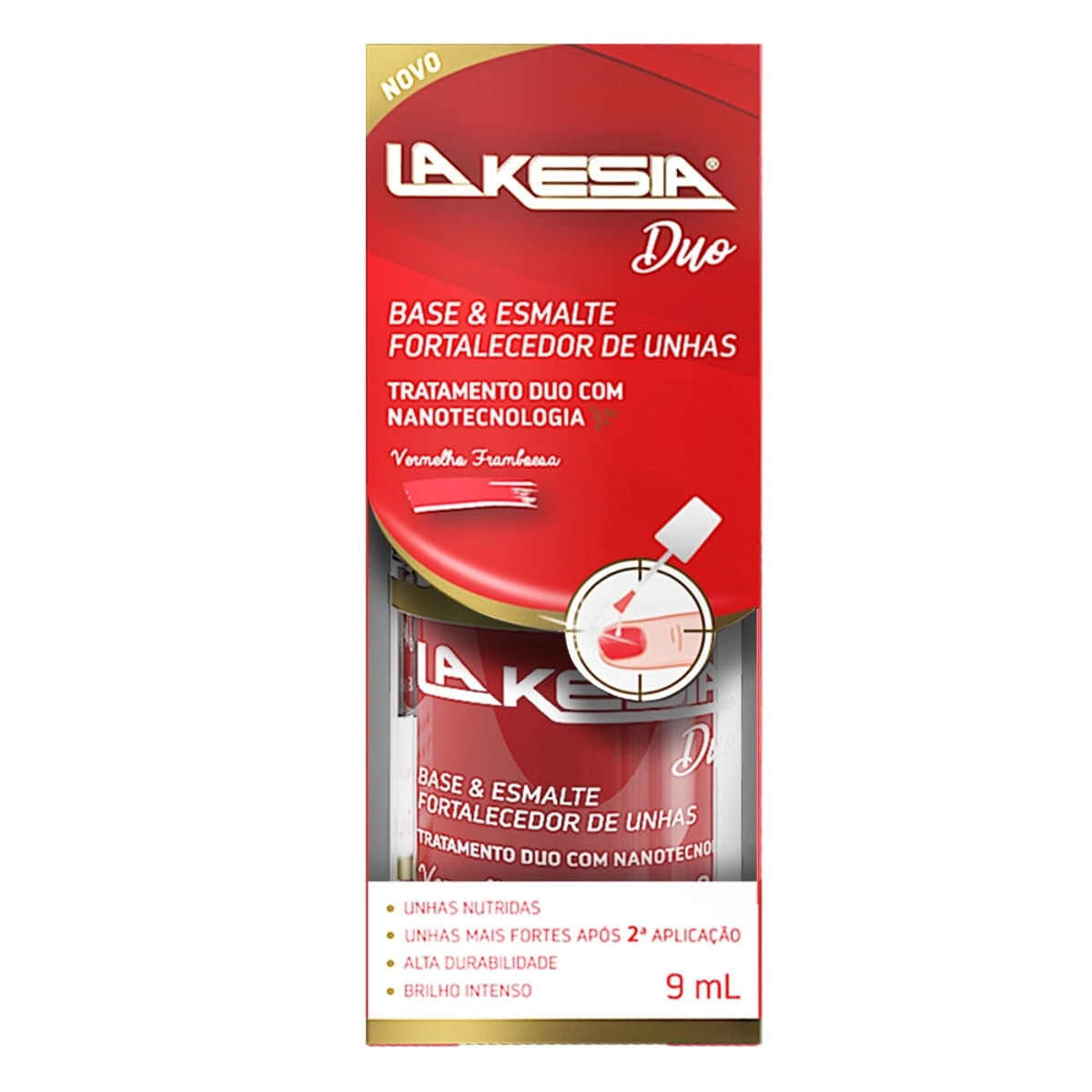 Esmalte Fortalecedor Lakesia Duo Vermelho Framboesa 9 ml