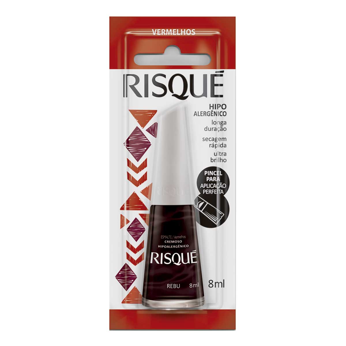 Esmalte Risqué Vermelho Cremoso Rebu 8 ml