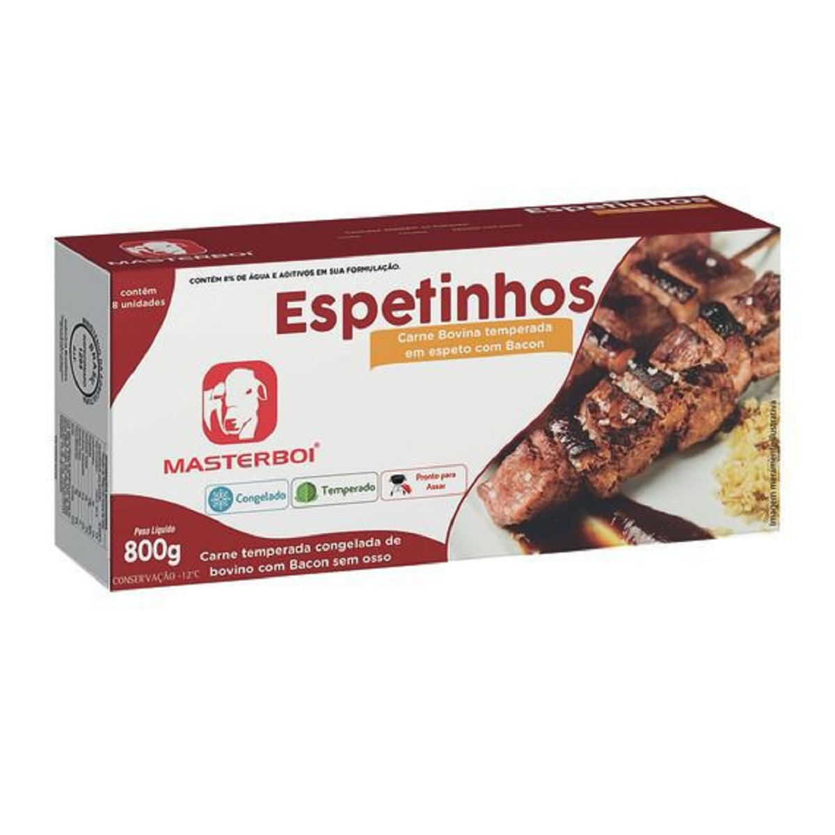 Espetinho de Carne Bovina com Bacon Masterboi Caixa 800 g