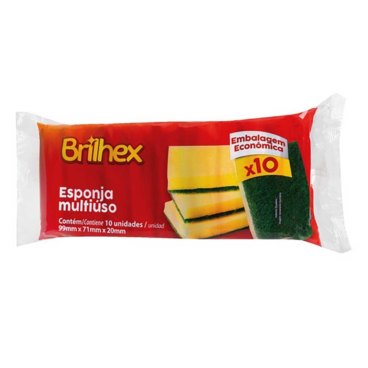 Esponja Multiuso Brilhex Abrasivo 10 unidades