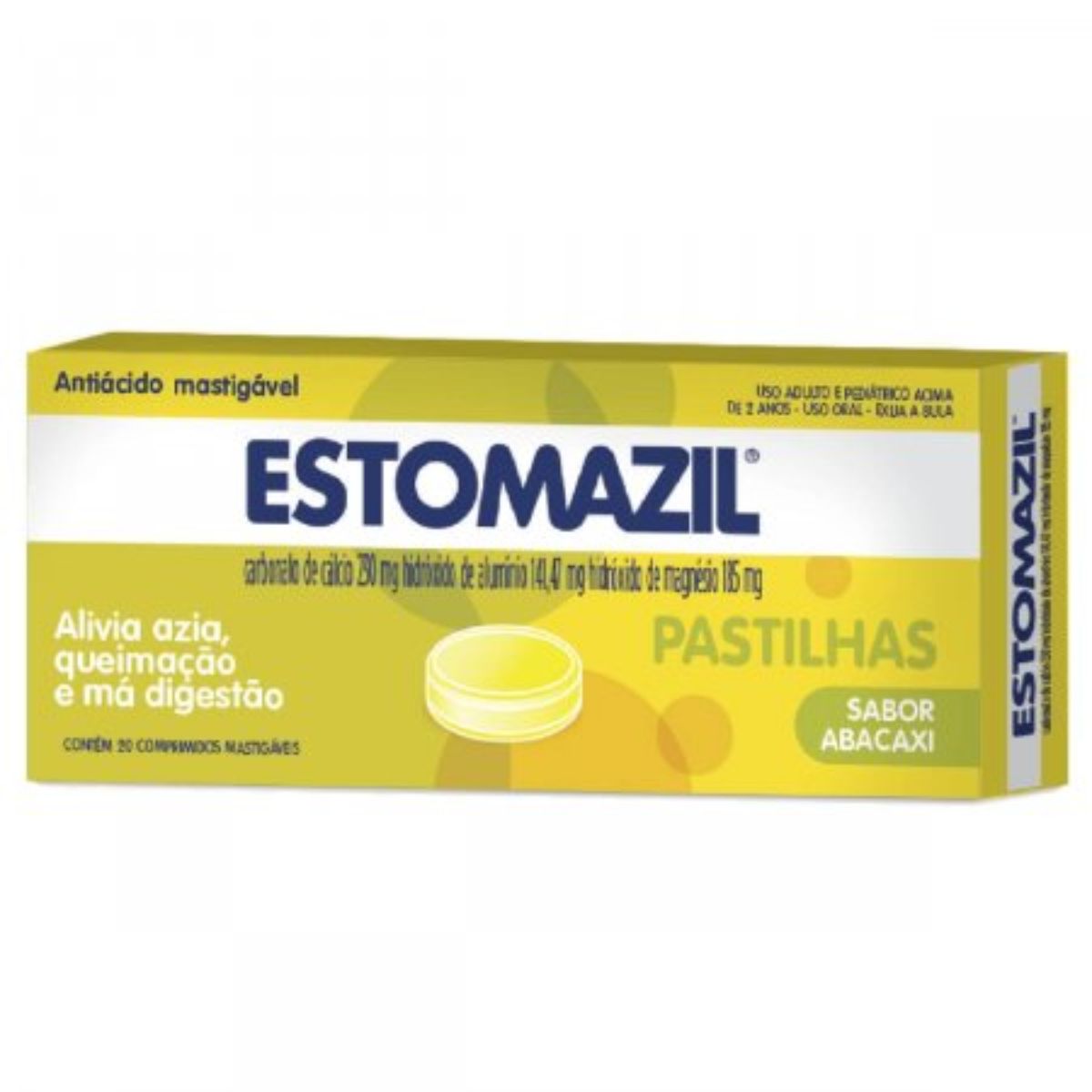 Pastilhas Mastigáveis Estomazil Sabor Abacaxi Com 20 Unidades