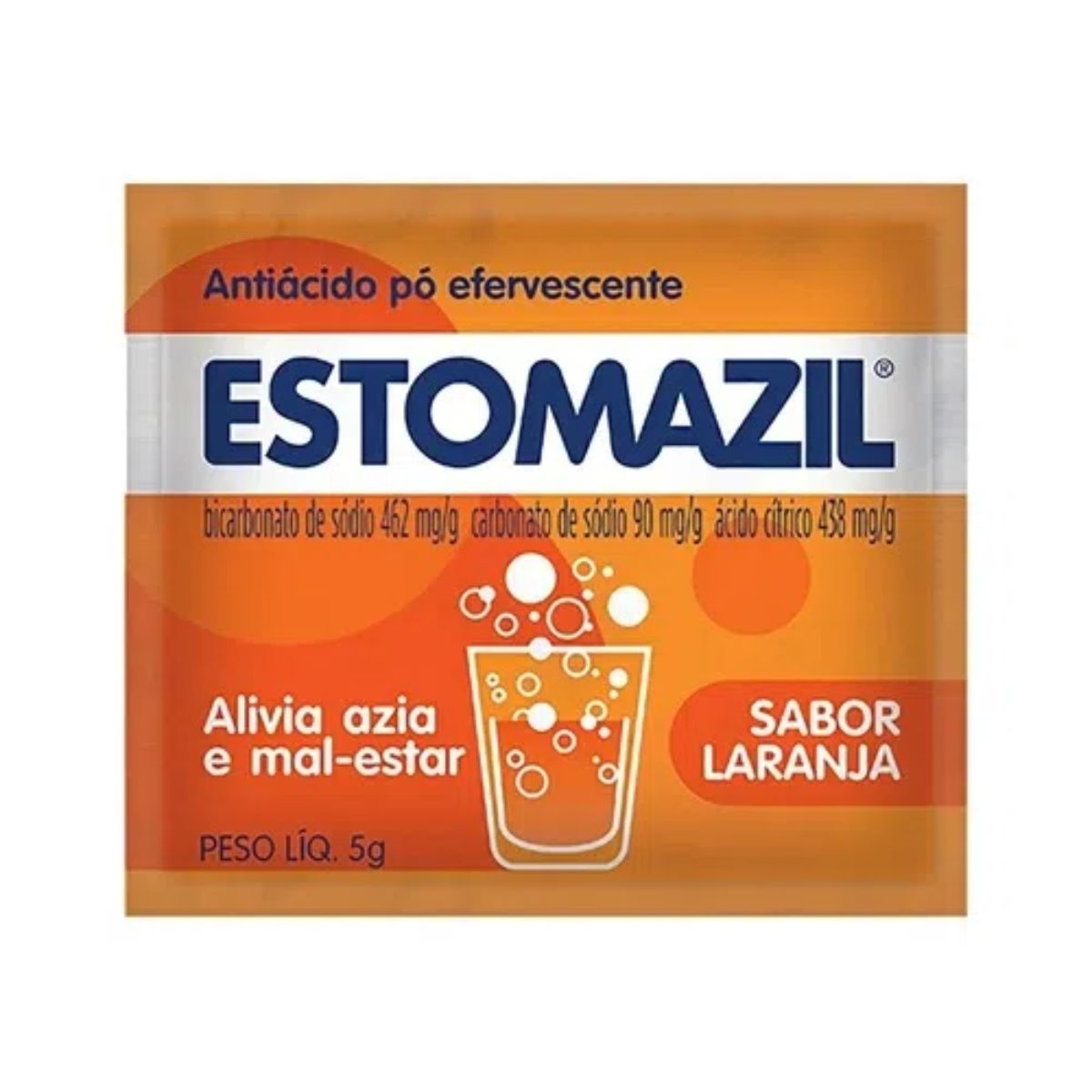 Pó Efervescente Estomazil Envelope Sabor Laranja Com 5g