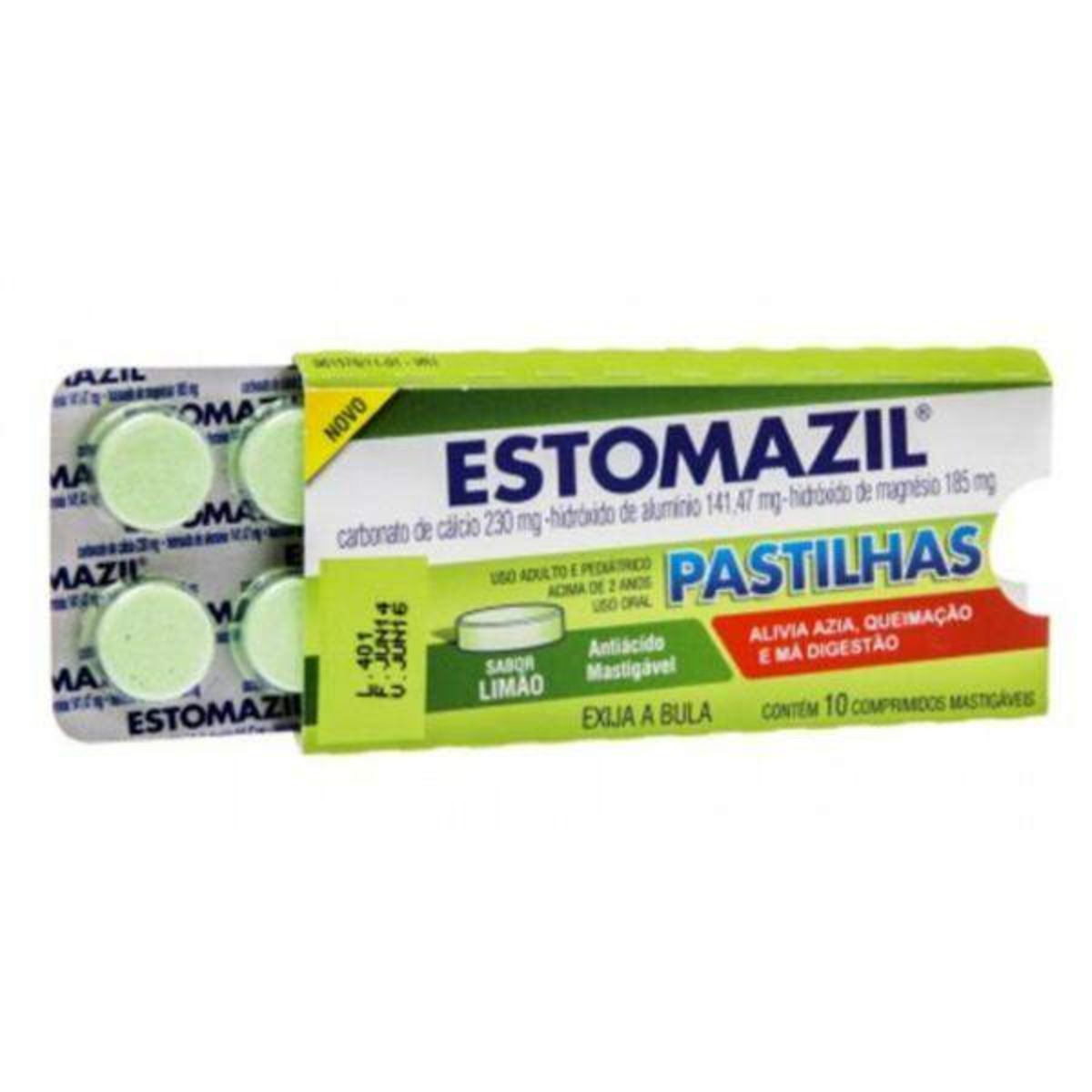 Pastilhas Mastigáveis Estomazil Sabor Limão Com 10 Unidades