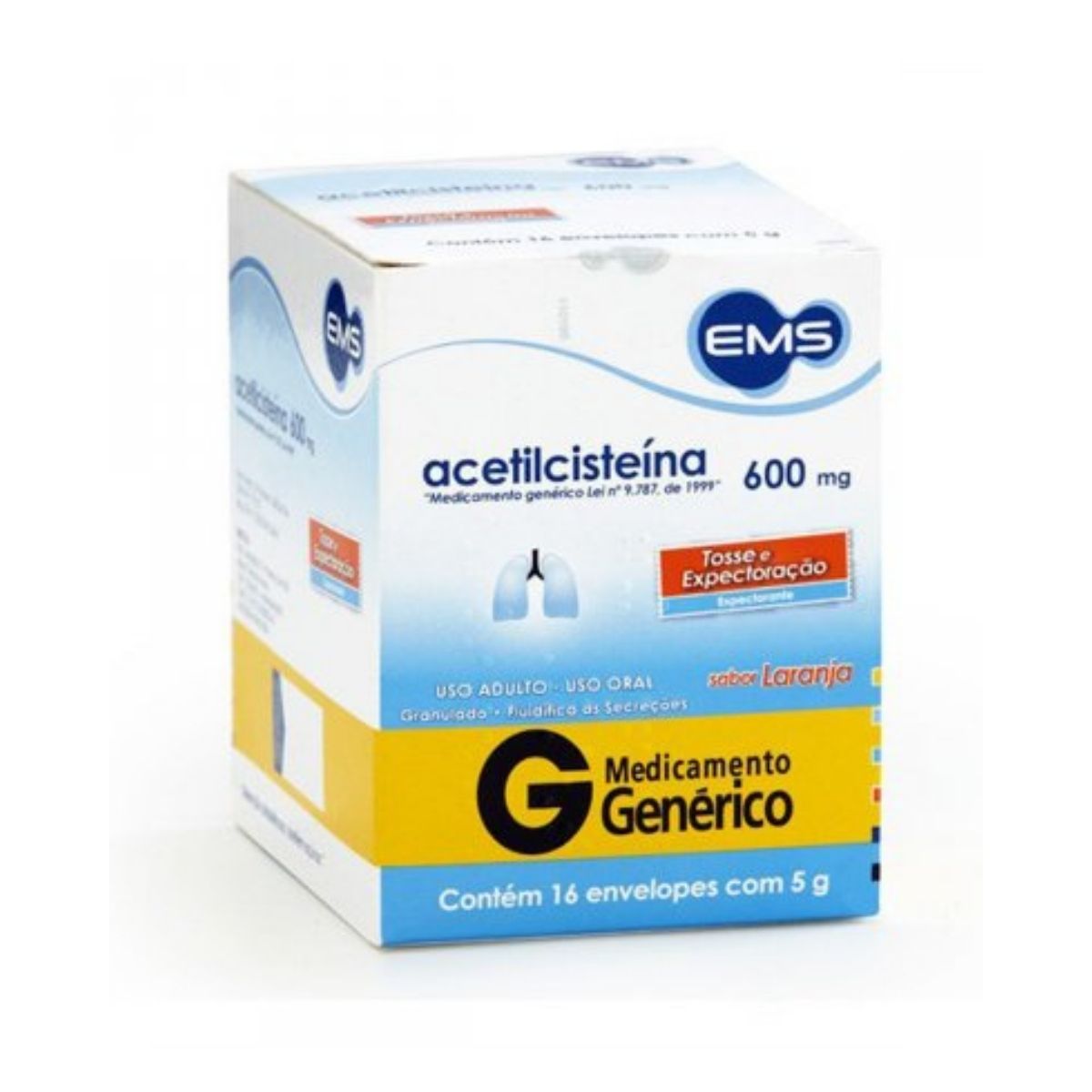 Expectorante Acetilcisteína 600mg E M S Genérico com 16 Envelopes