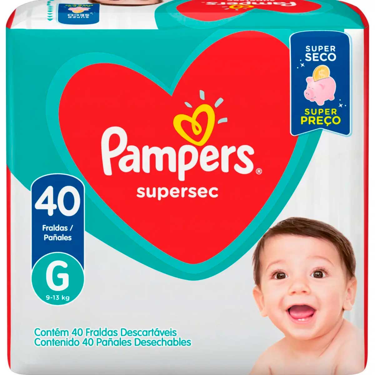 Fralda Descartável Pampers Supersec Mega G Pacote com 40 Unidades