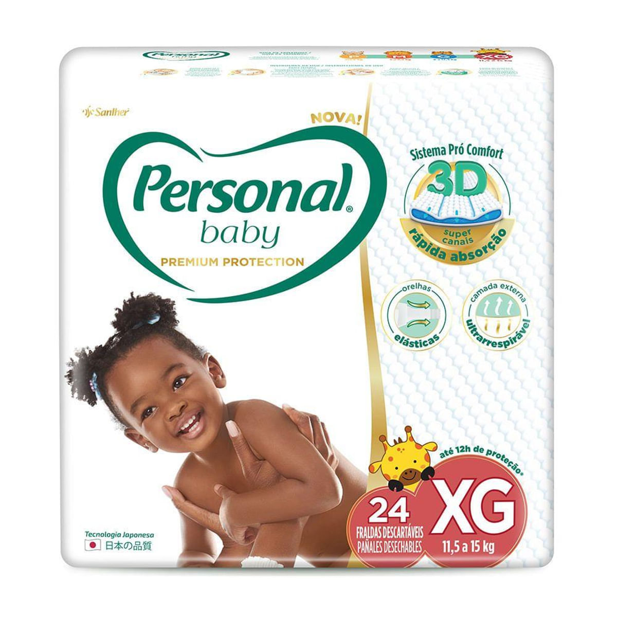 Fralda Descartável personal Baby Premium XG com 24 Unidades