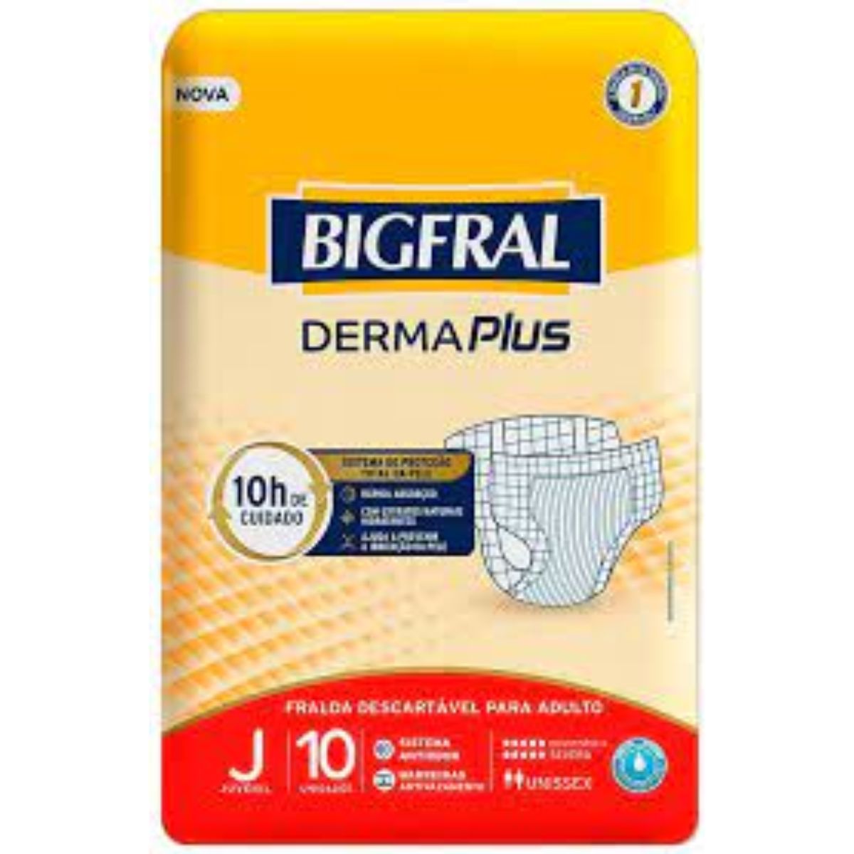 Fralda Descartavél Geriátrica Bigfral Derma Plus Juvenil com 10 Unidades