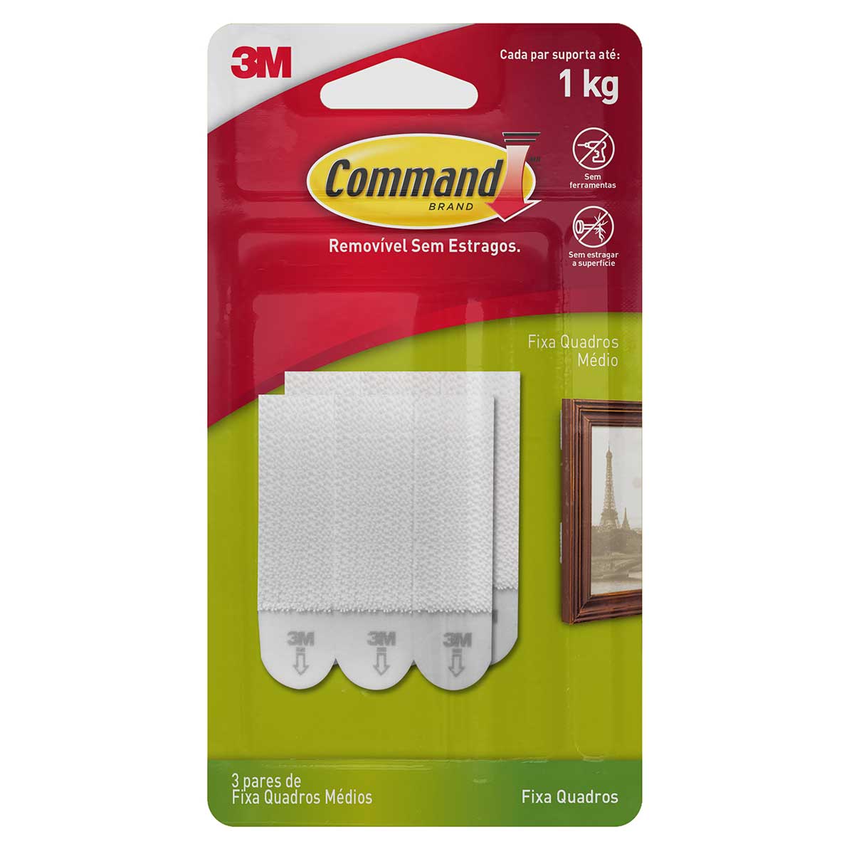 Fecho Fixa Quadro Médio 3M Branco Command