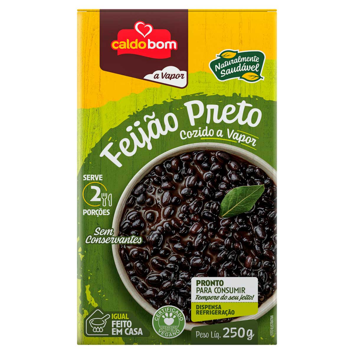 Feijão Preto Cozido no Vapor Caldo Bom 250g