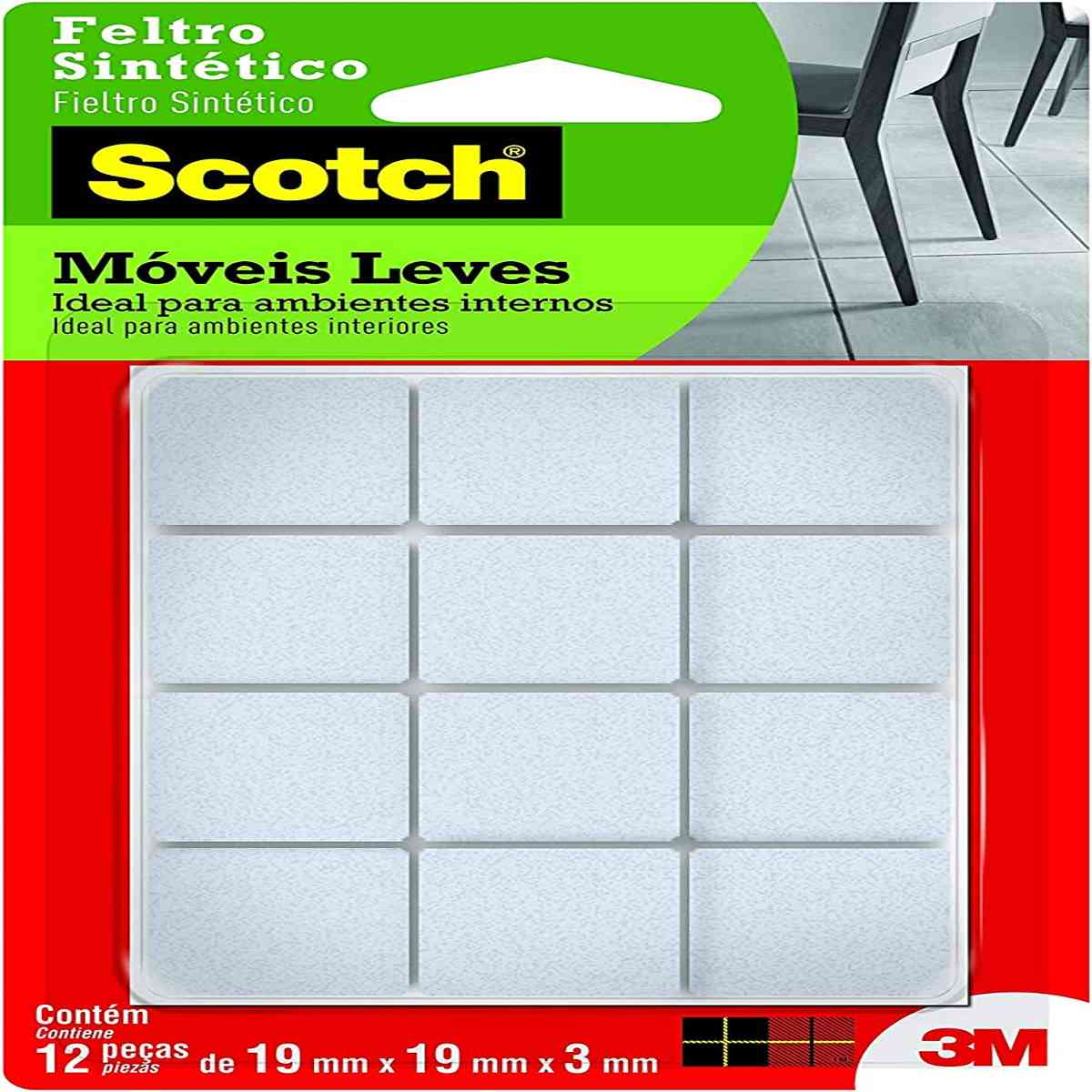 Feltro Sintético Quadrado 3M Scotch para Móveis Leves