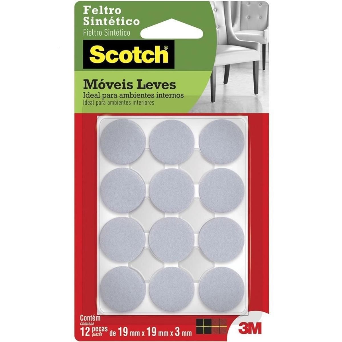 Feltro Sintético Redondo 3M Scotch Pequeno Branco