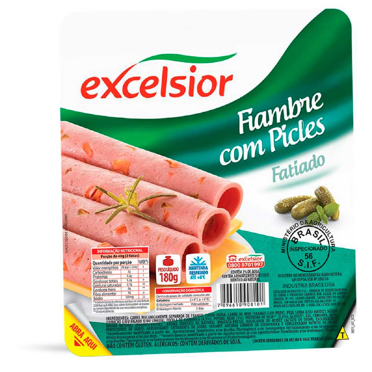 Fiambre com Picles Fatiado Excelsior 180 g