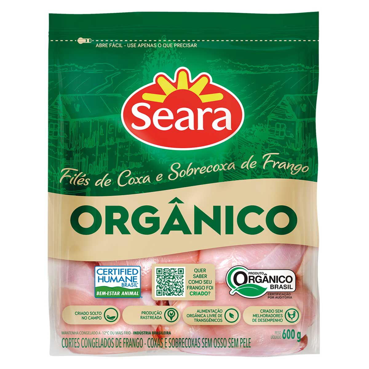 Filé de Coxa e Sobrecoxa Orgânico Seara 600g