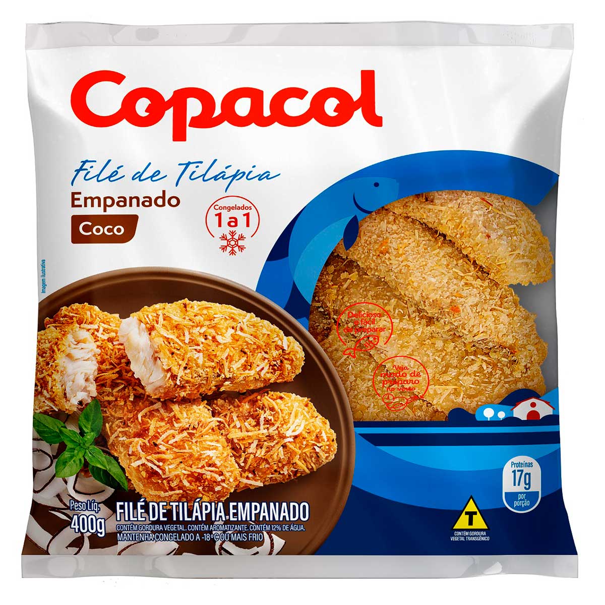 Filé de Tilápia Empanado Congelado Coco Copacol 400g