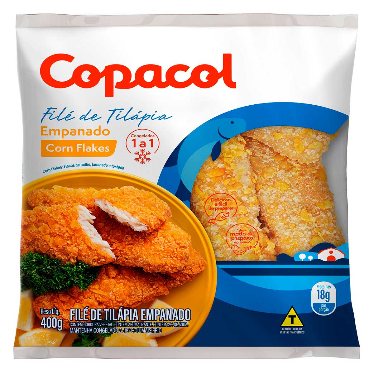 Filé de Tilápia Empanado Congelado Corn Flakes Copacol 400g