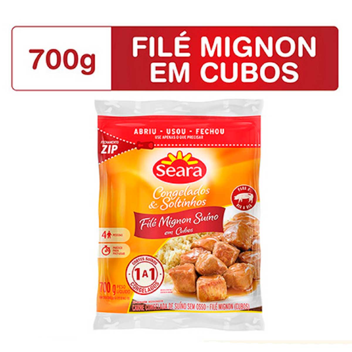 Cubos de Filé Suíno Congelado Seara 700g