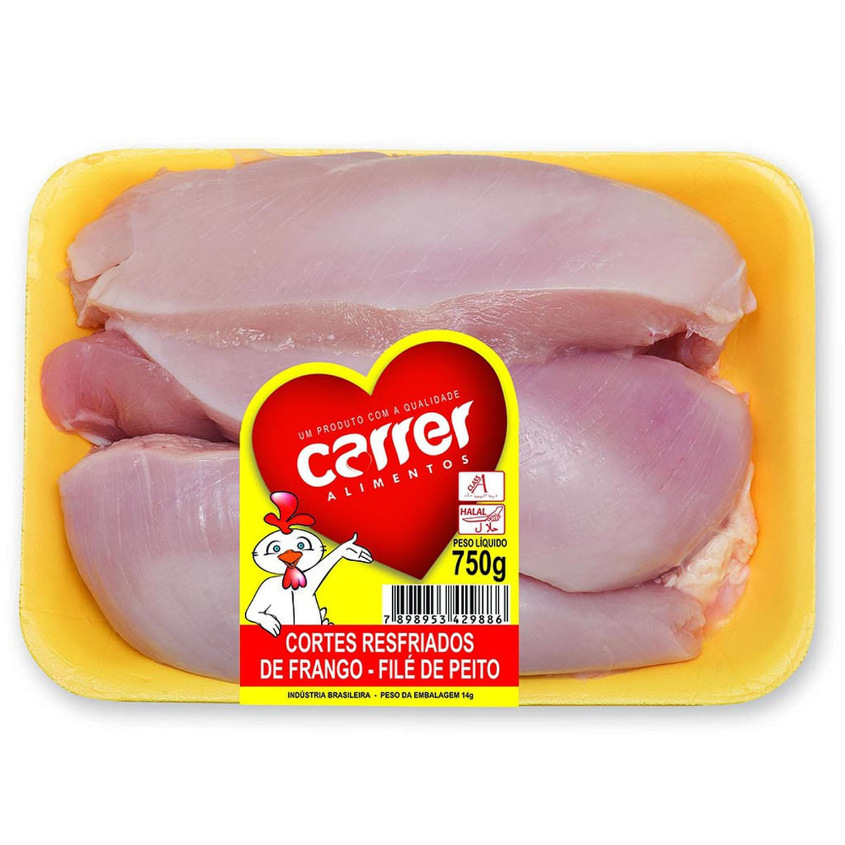 Filé de Peito de Frango sem pele Resfriado Carrer 750 g