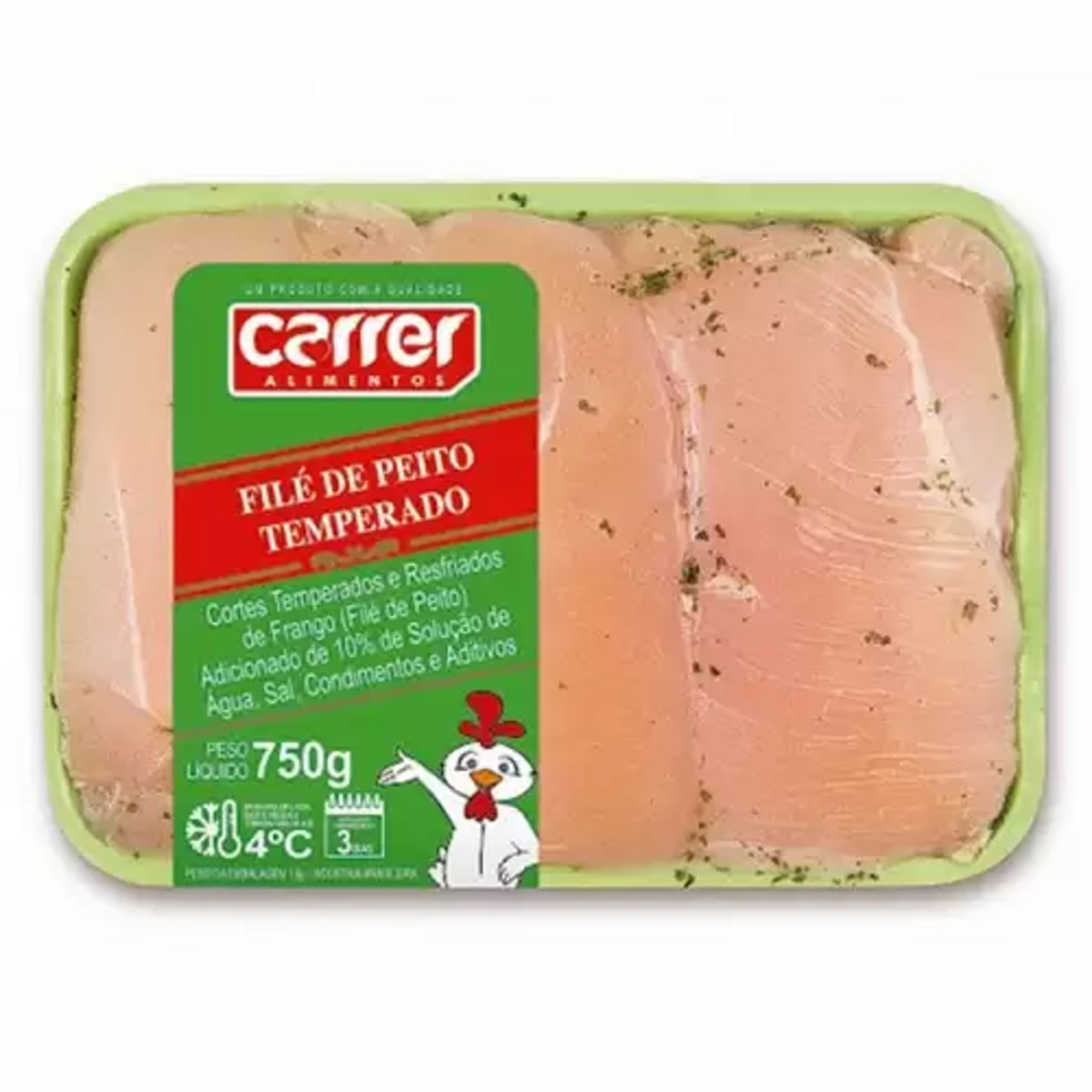 Filé de Peito de Frango temperado Resfriado Carrer 750 g