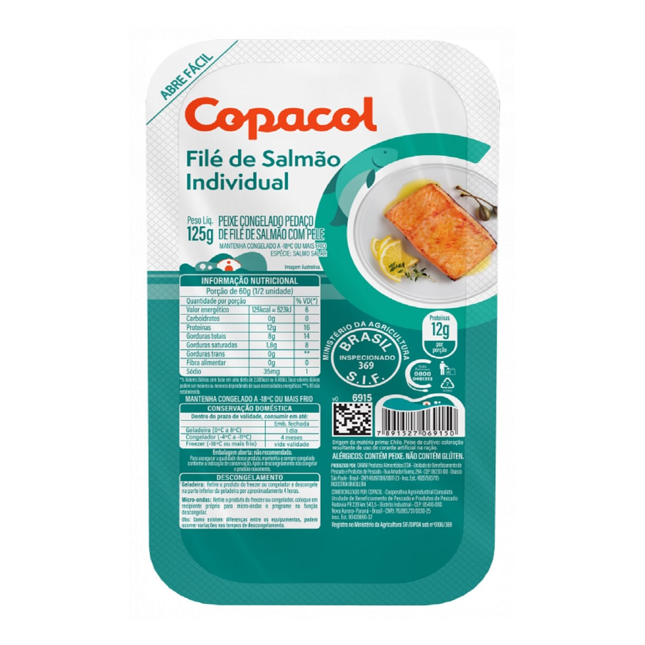 Filé de Salmão Congelado Copacol 125 g