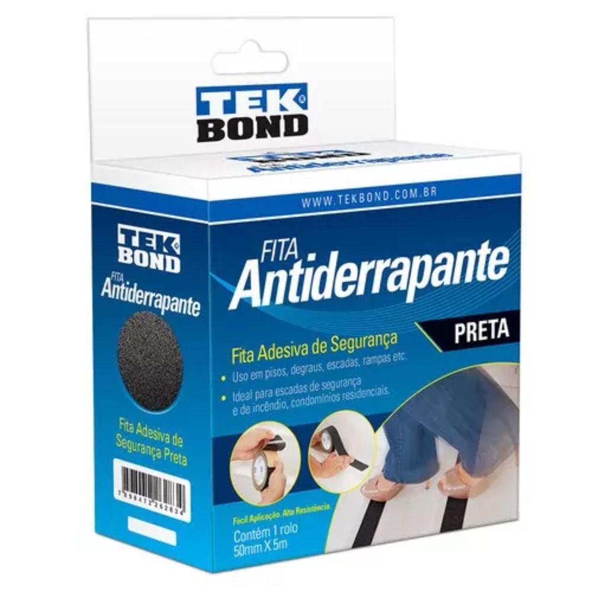 Fita Adesiva Antiderrapante 50 mm x 5 m Preta Tekbond