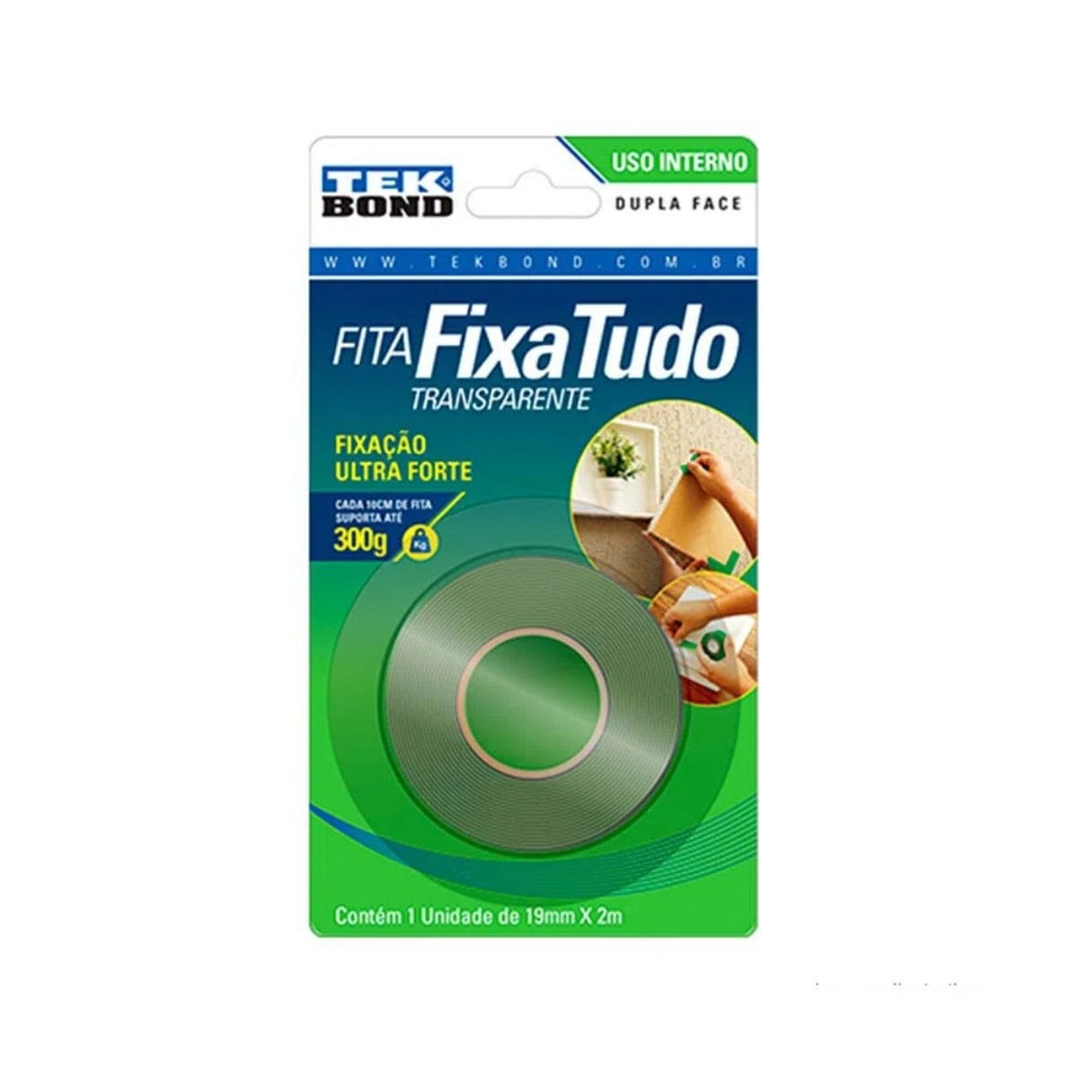 Fita Dupla Face Tekbond Uso Interno 19MM X 2M