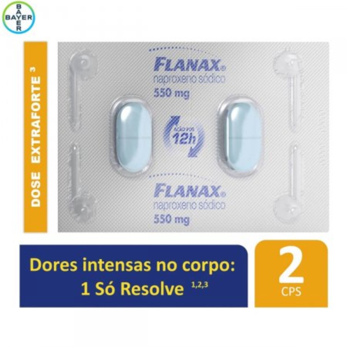 Flanax Naproxeno Sódico 550mg Com 2 Comprimidos