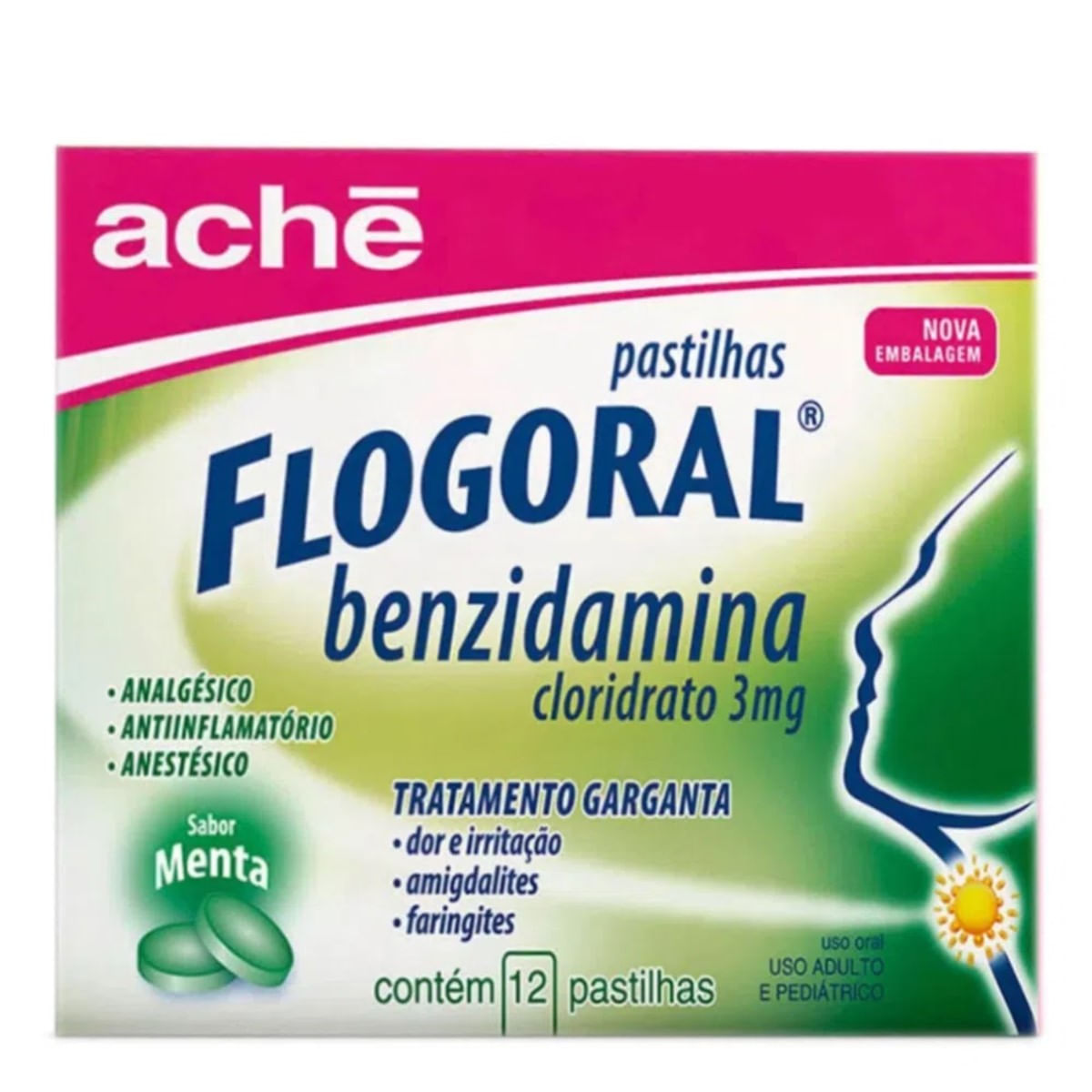 Flogoral Menta Aché 12 Pastilhas