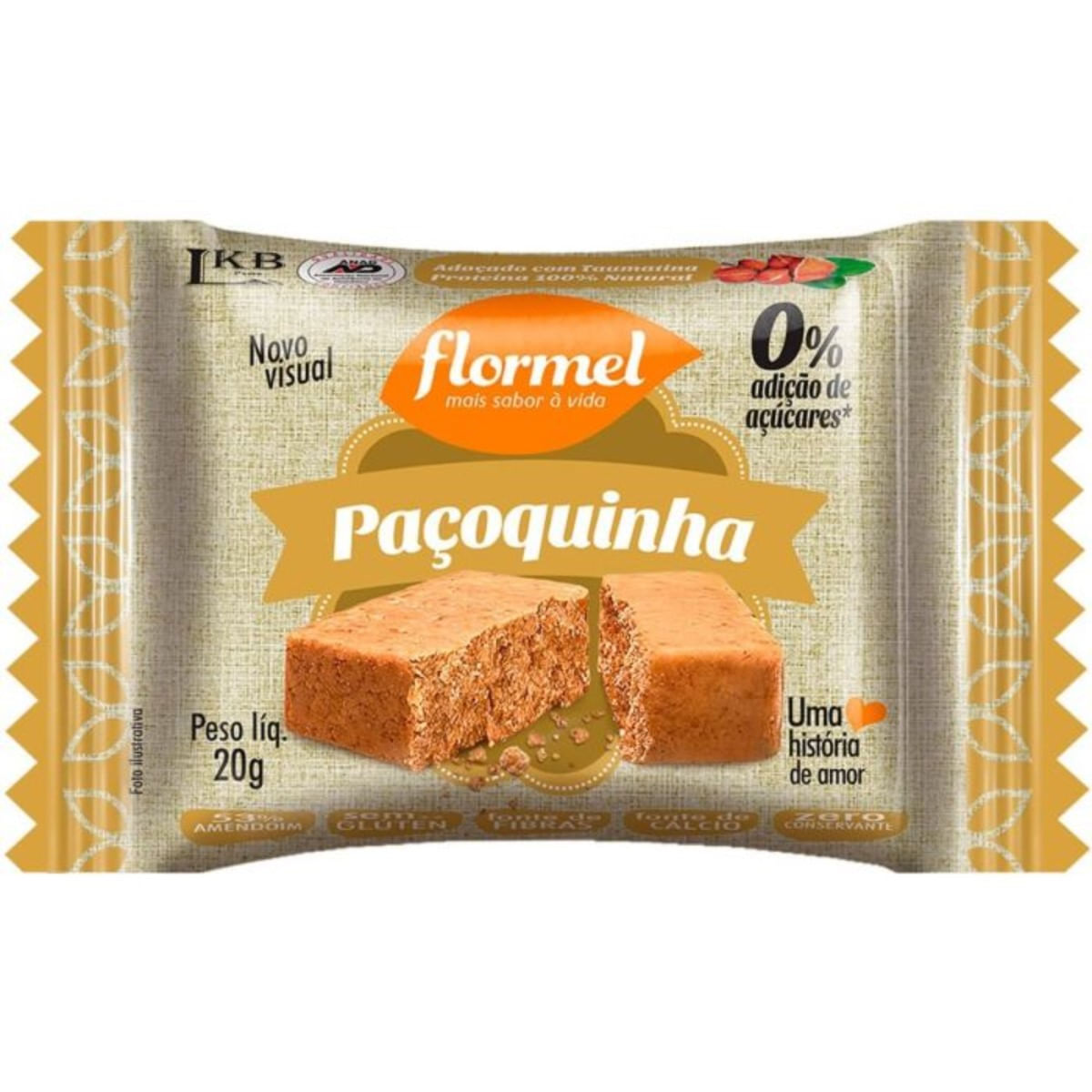 Paçoquinha Zero Açúcar Flormel 20 g