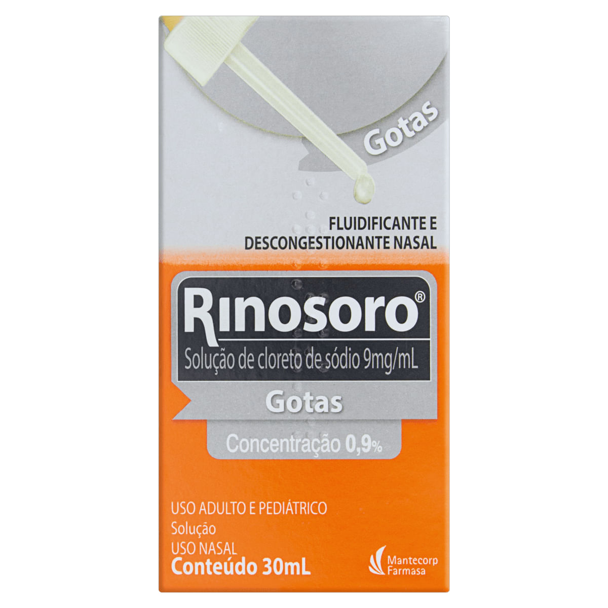 Fluidificante e Descongestionante Nasal Rinosoro em Gotas 30 ml