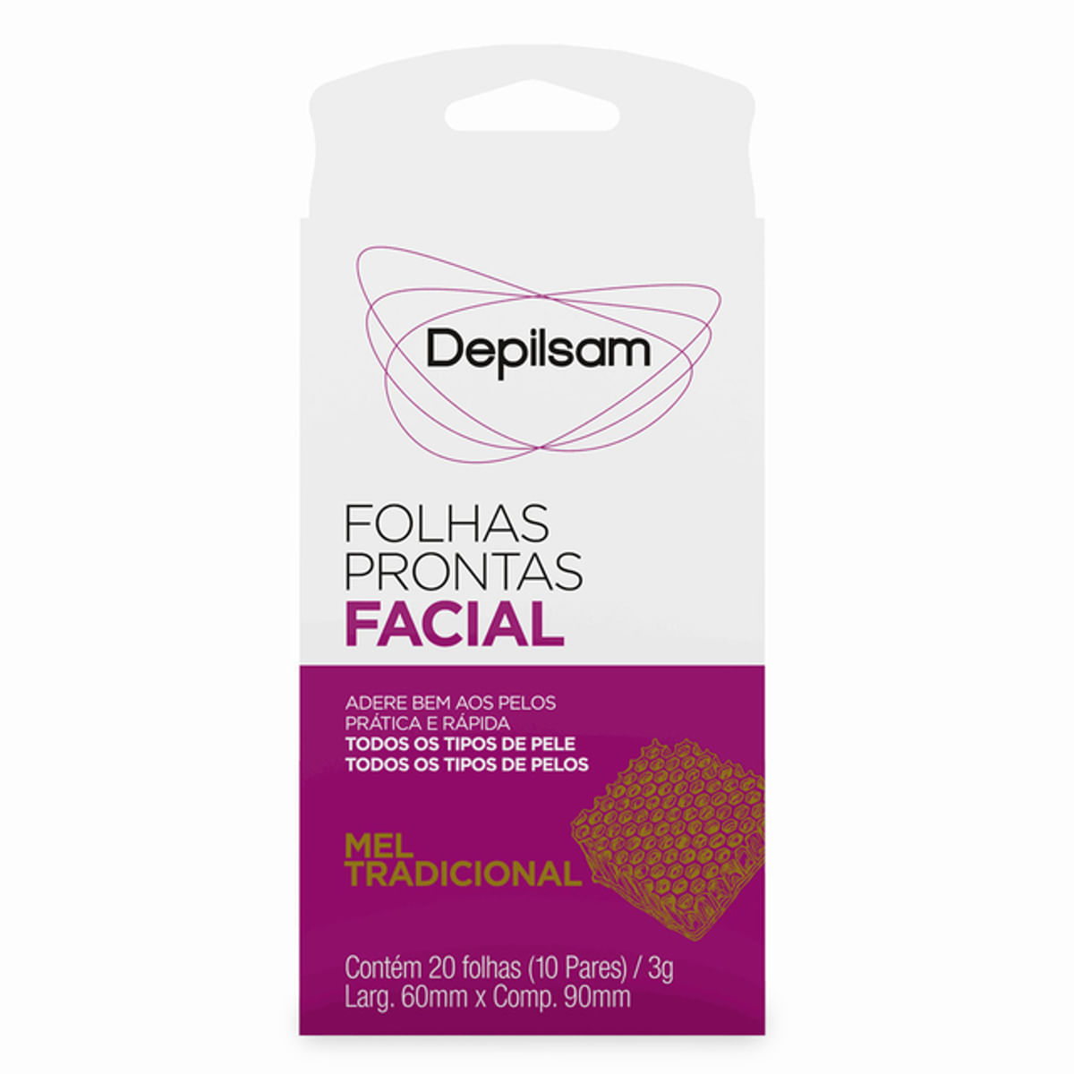 Folha Pronta Depilatória Facial Depilsam Mel 20 Unidades