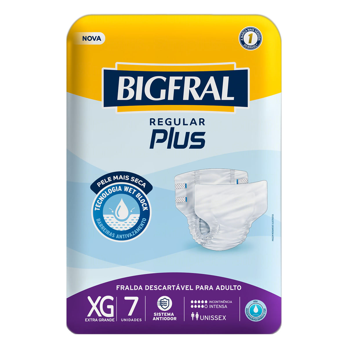 Fralda Descartável Adulto Bigfral Regular Plus XG Pacote 7 Unidades