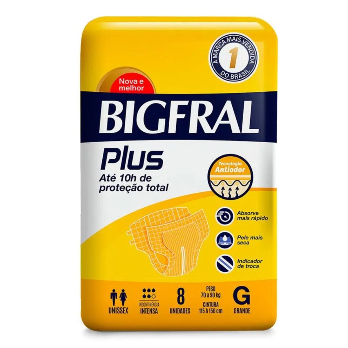 Fralda Geriátrica Bigfral Plus G Com 8 unidades