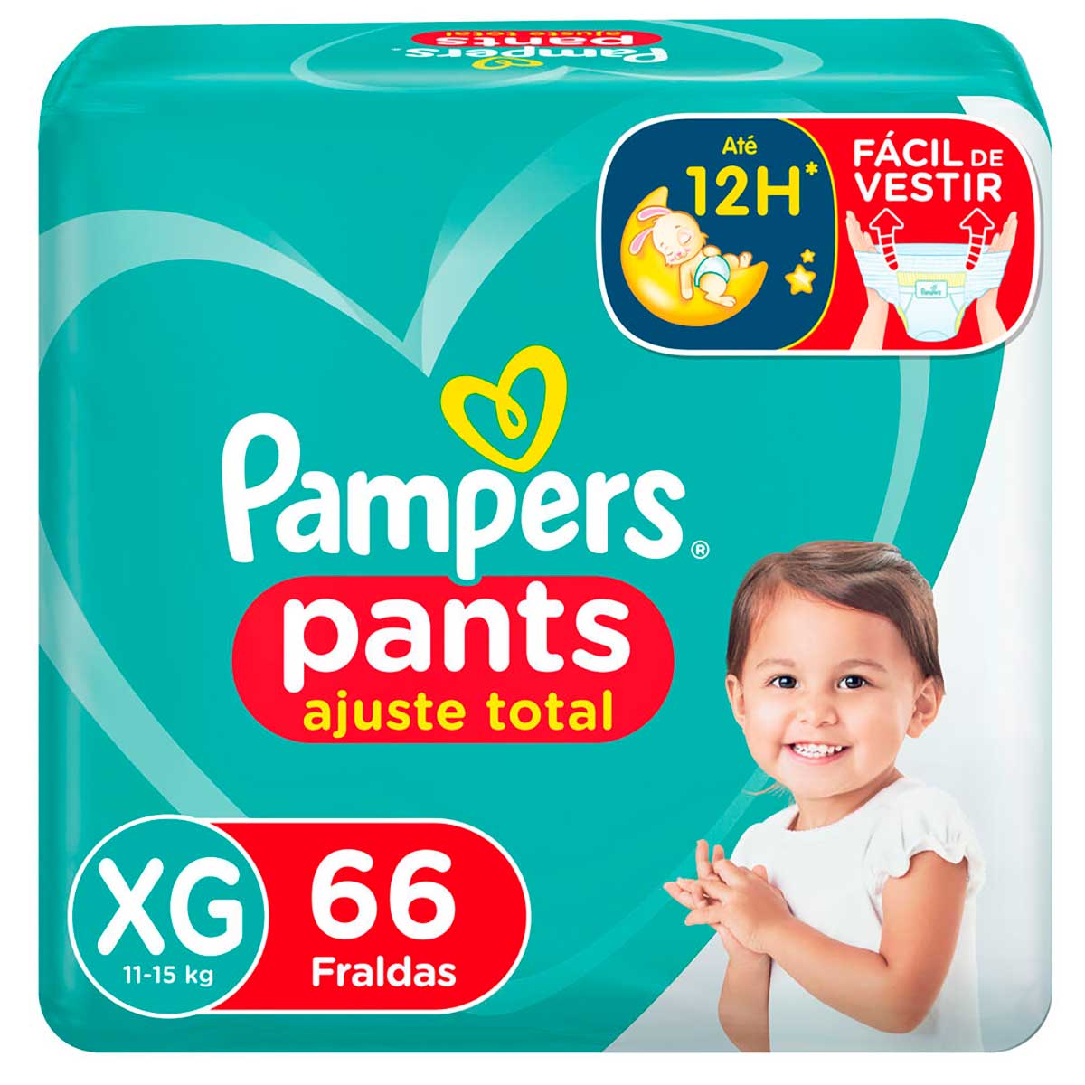 Fralda Calça Pampers XG Pants Ajuste Total Hiper - 66 Unidades