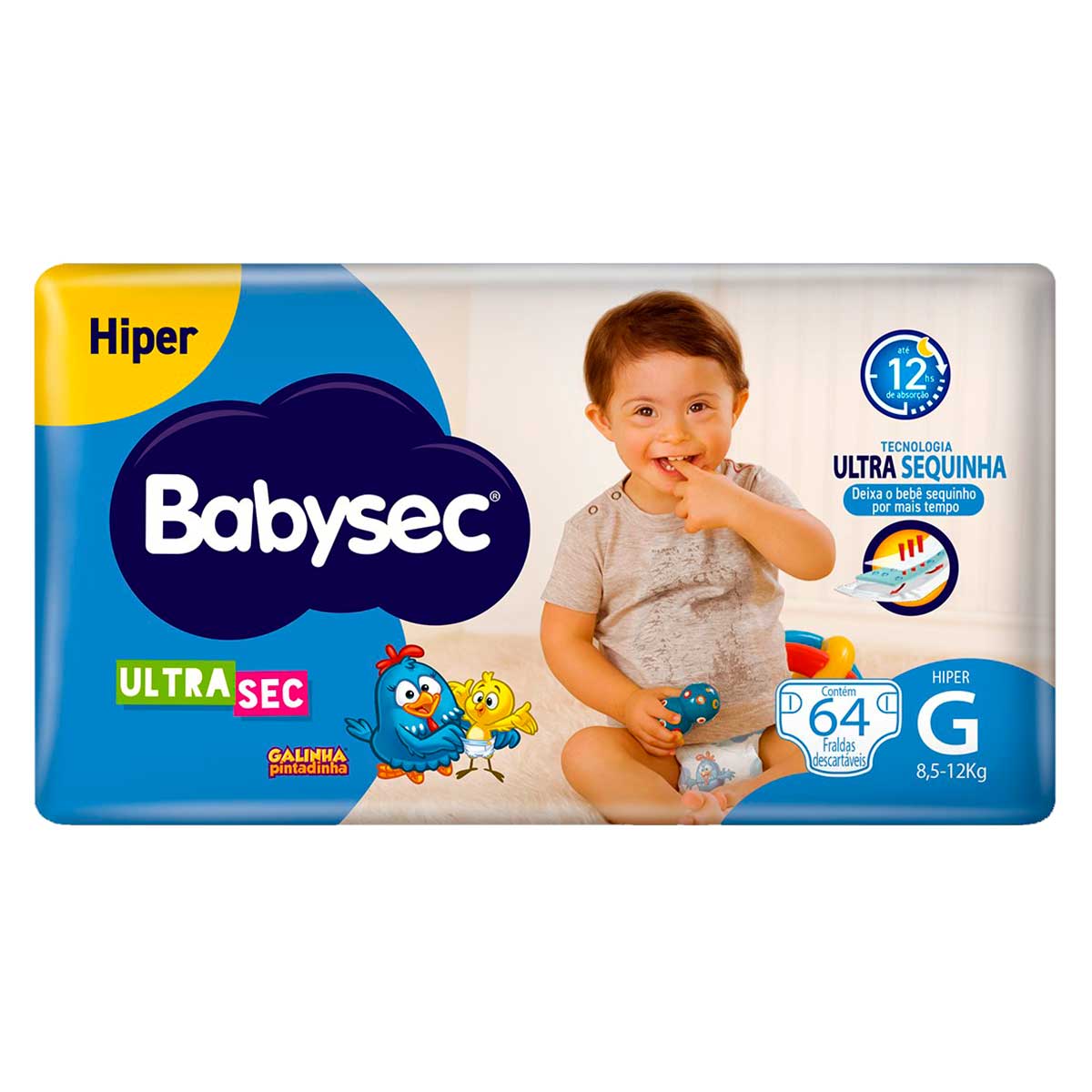 Fralda Descartável Babysec Ultra Hiper G com 64 Unidades