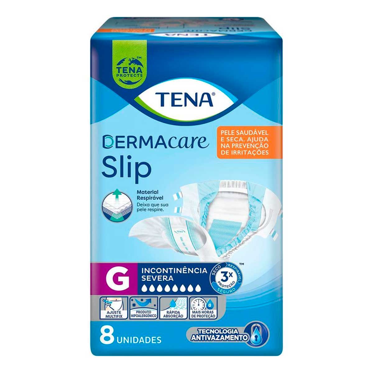 Fralda Geriátrica G Tena Slip Dermacare 8 Unidades