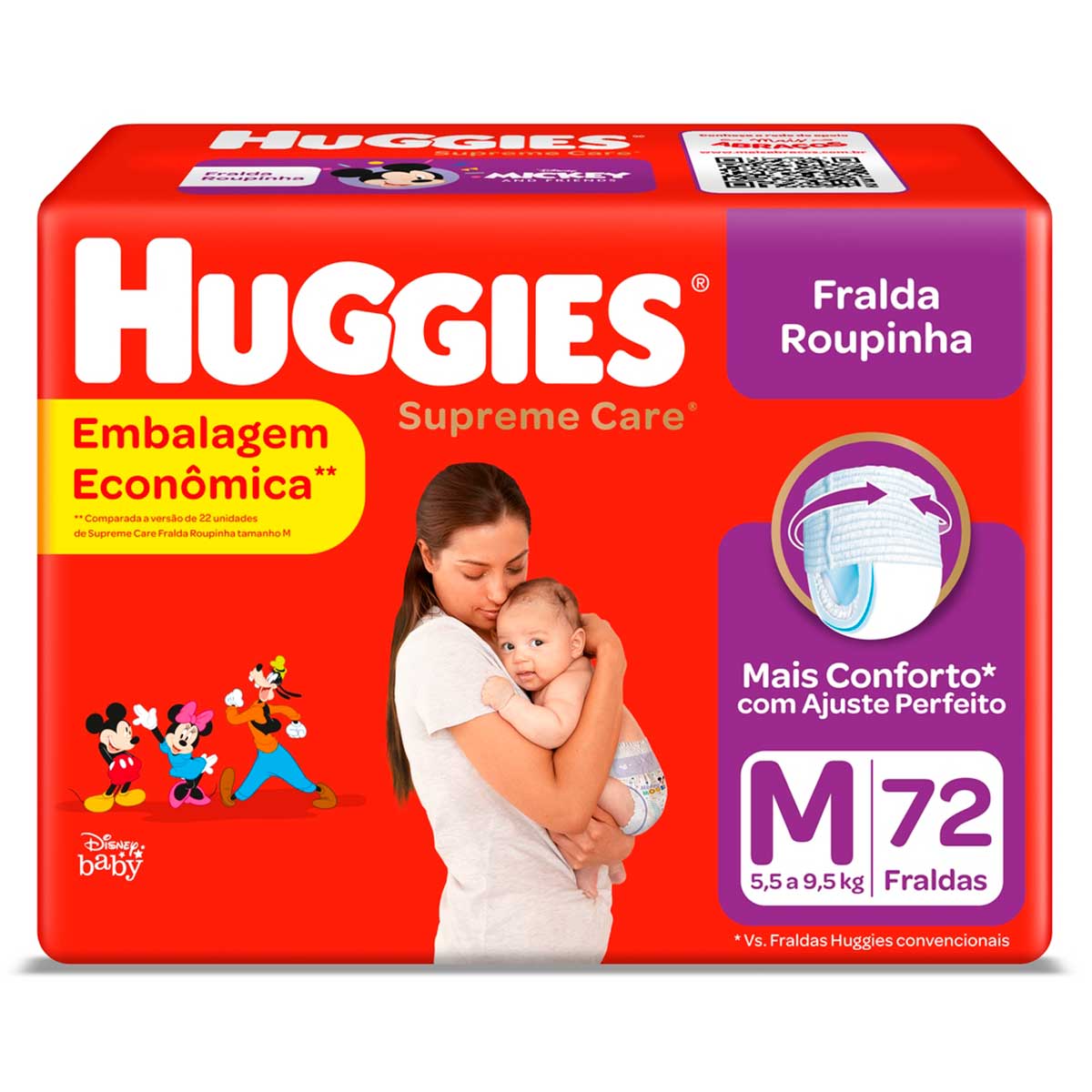 Fralda Huggies Roupinha Supreme Care M - 72 fraldas