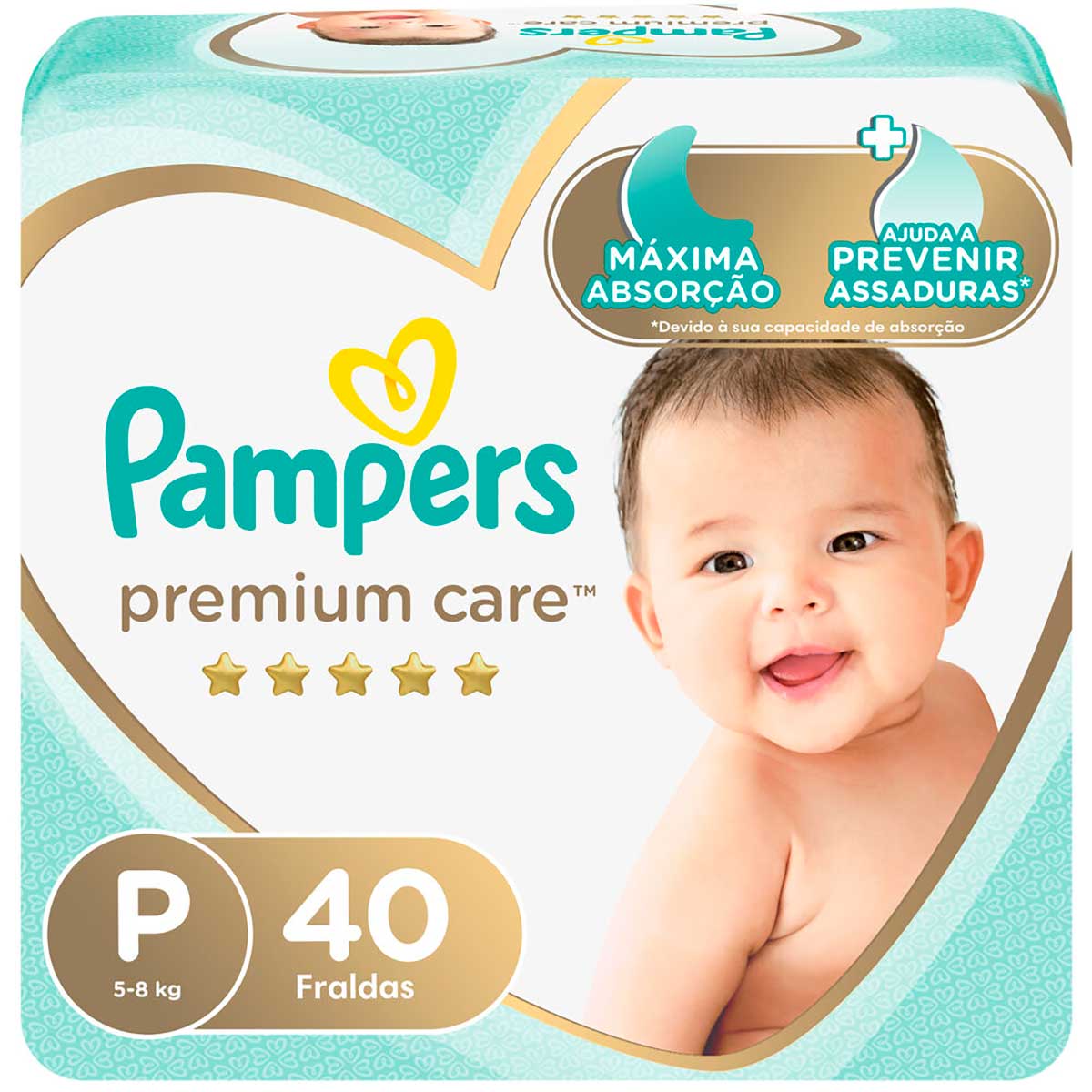 Fralda Pampers P Premium Care 40 unidades