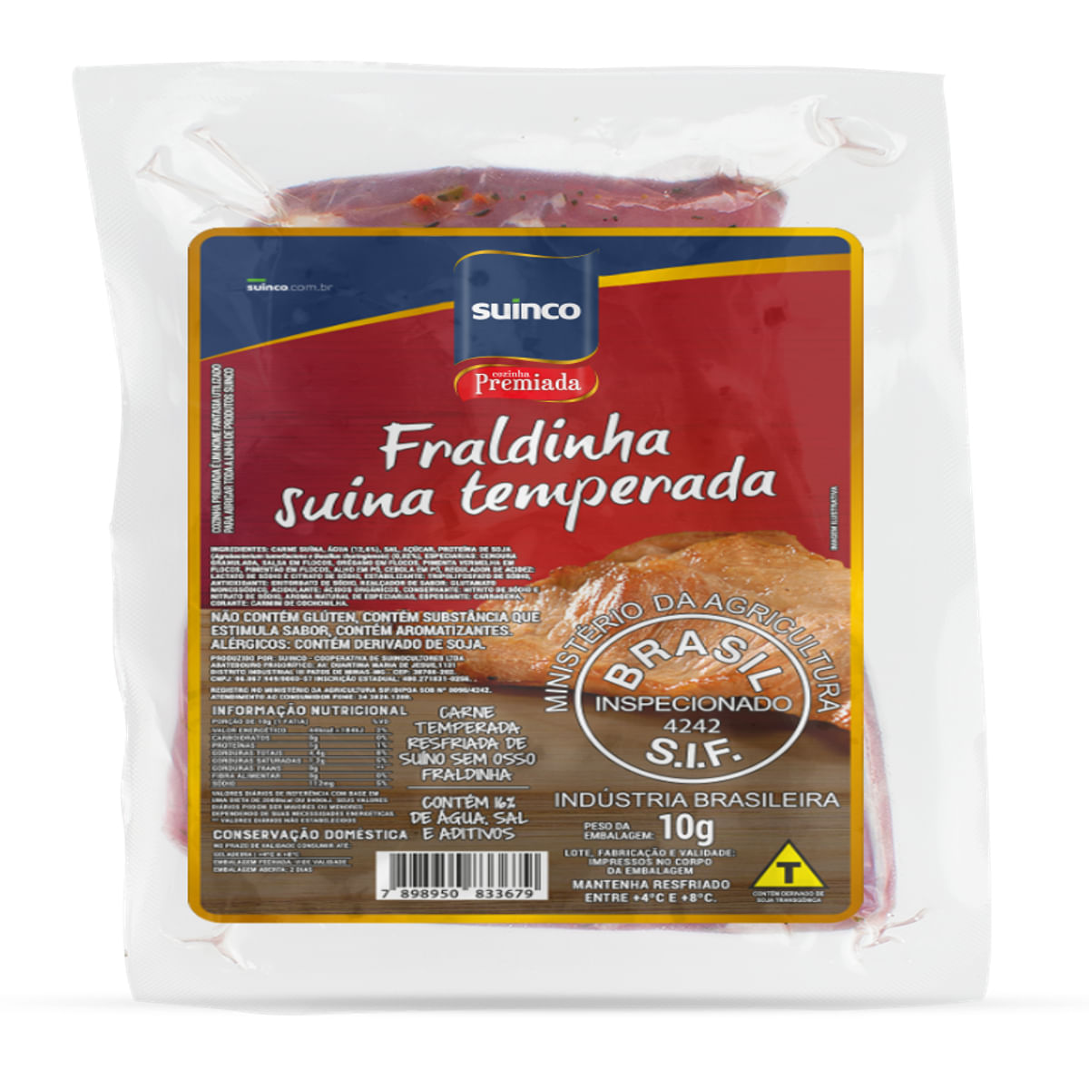 Fraldinha SuinaTemperada Suinco Aproximadamente 560g